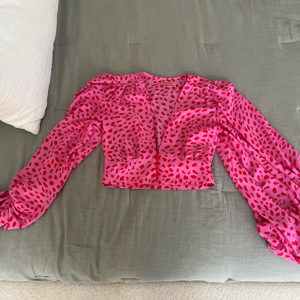 Long sleeve animal print crop top